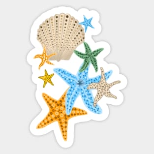 Starfishes and Seashells Sticker